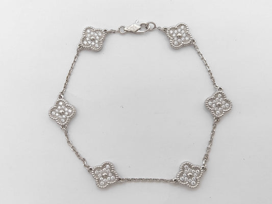 Van Cleef & Arpels Sweet Alhambra Diamond Bracelet in 750 White Gold, 7.8g