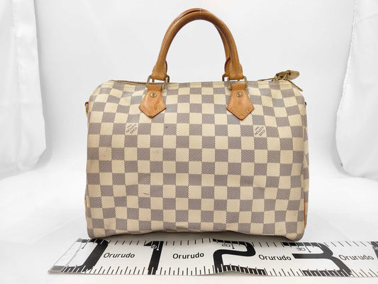 LOUIS VUITTON Damier Azur Louis Vuitton Damier Azur Speedy Bandouliere 30 Boston Bag