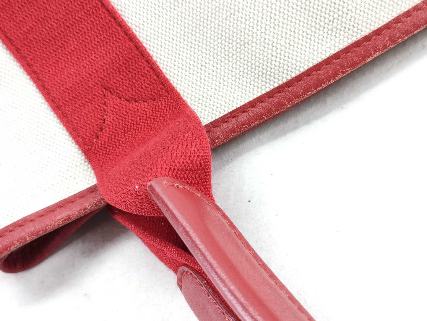 BALENCIAGA Navy Cabas Small Canvas RED Tote Bag 339933