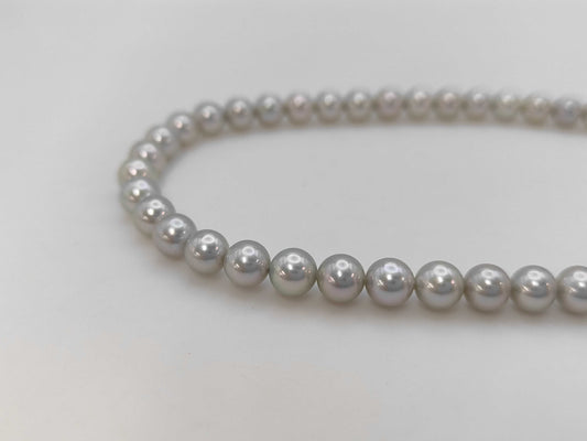 Pearl Necklace, Diameter: Approx. 6.4-6.8mm, Sterling Silver, 29.7g