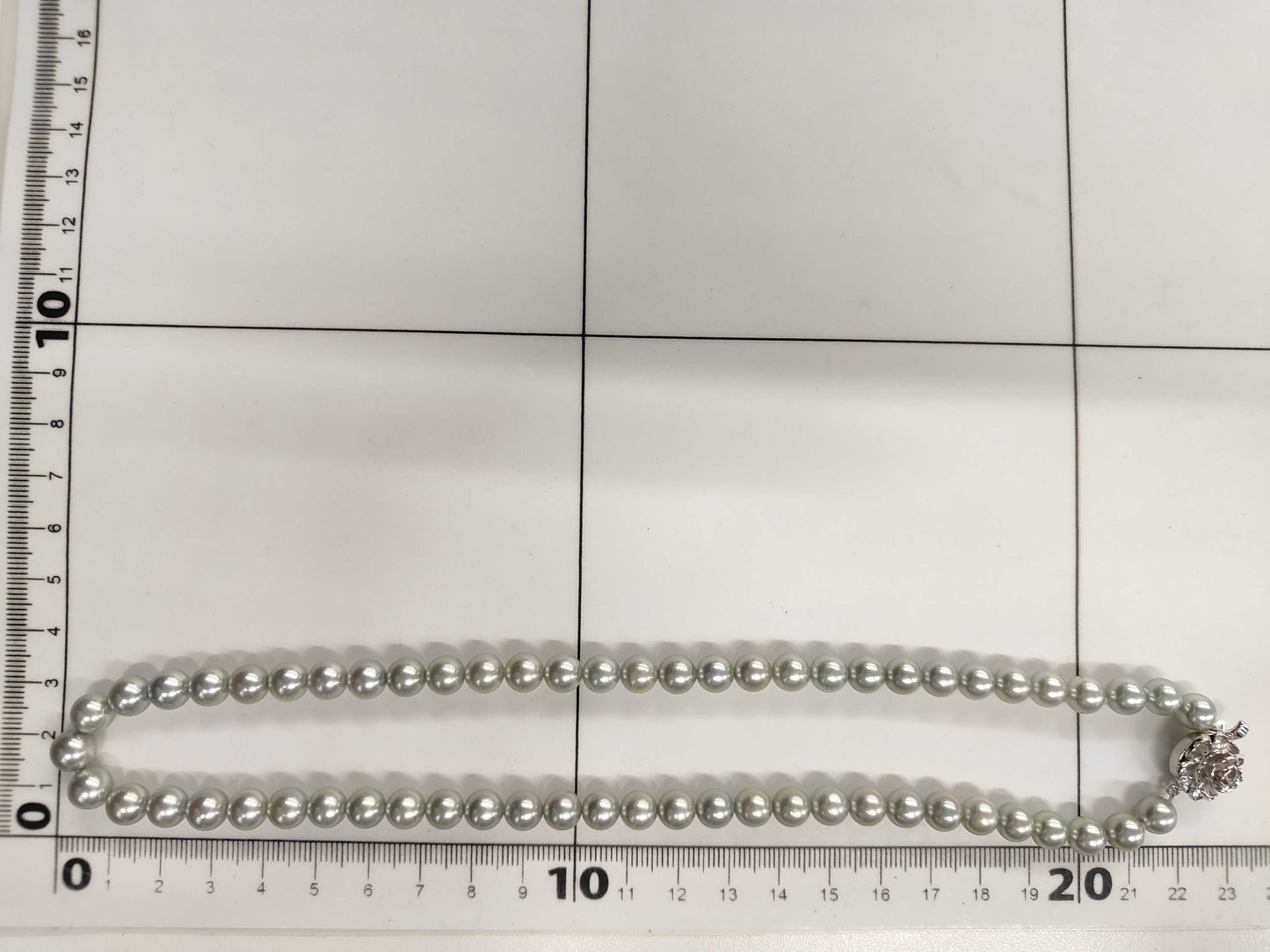 Pearl Necklace, Diameter: Approx. 7.0-7.5mm, Silver, 35.0g