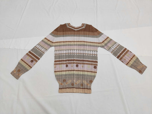 ISSEY MIYAKE Pleats Please Bowling Print Top