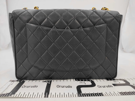 CHANEL Matelasse Chanel Deca Matelasse 30 Lambskin Shoulder Bag with Gold Hardware and Double Chain, Black, No. 3