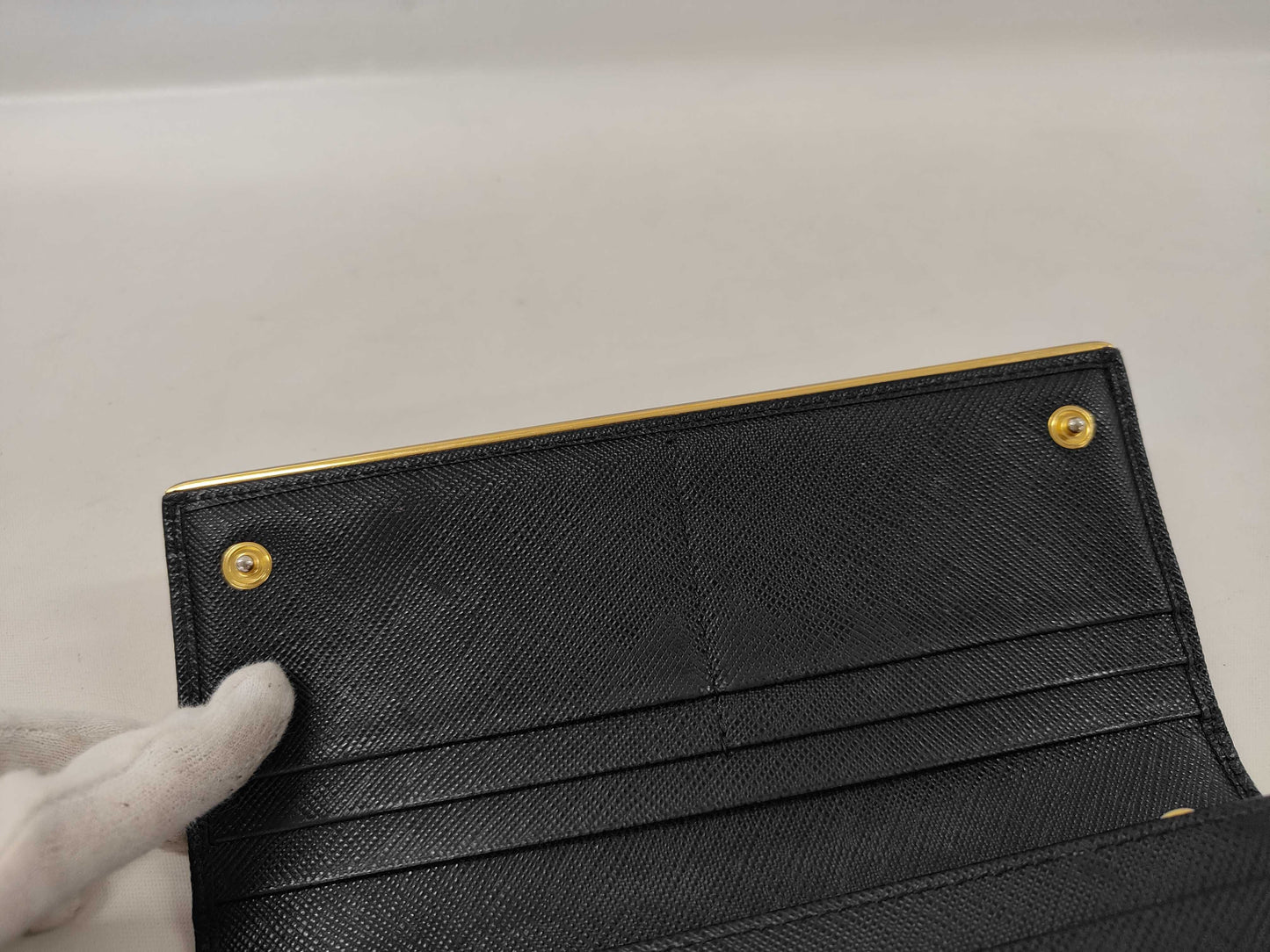 PRADA Prada Long Wallet Black with Gold Hardware and Saffiano Leather