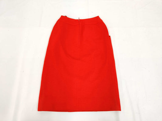 CHANEL Vintage Wool Skirt, Red, Size 36
