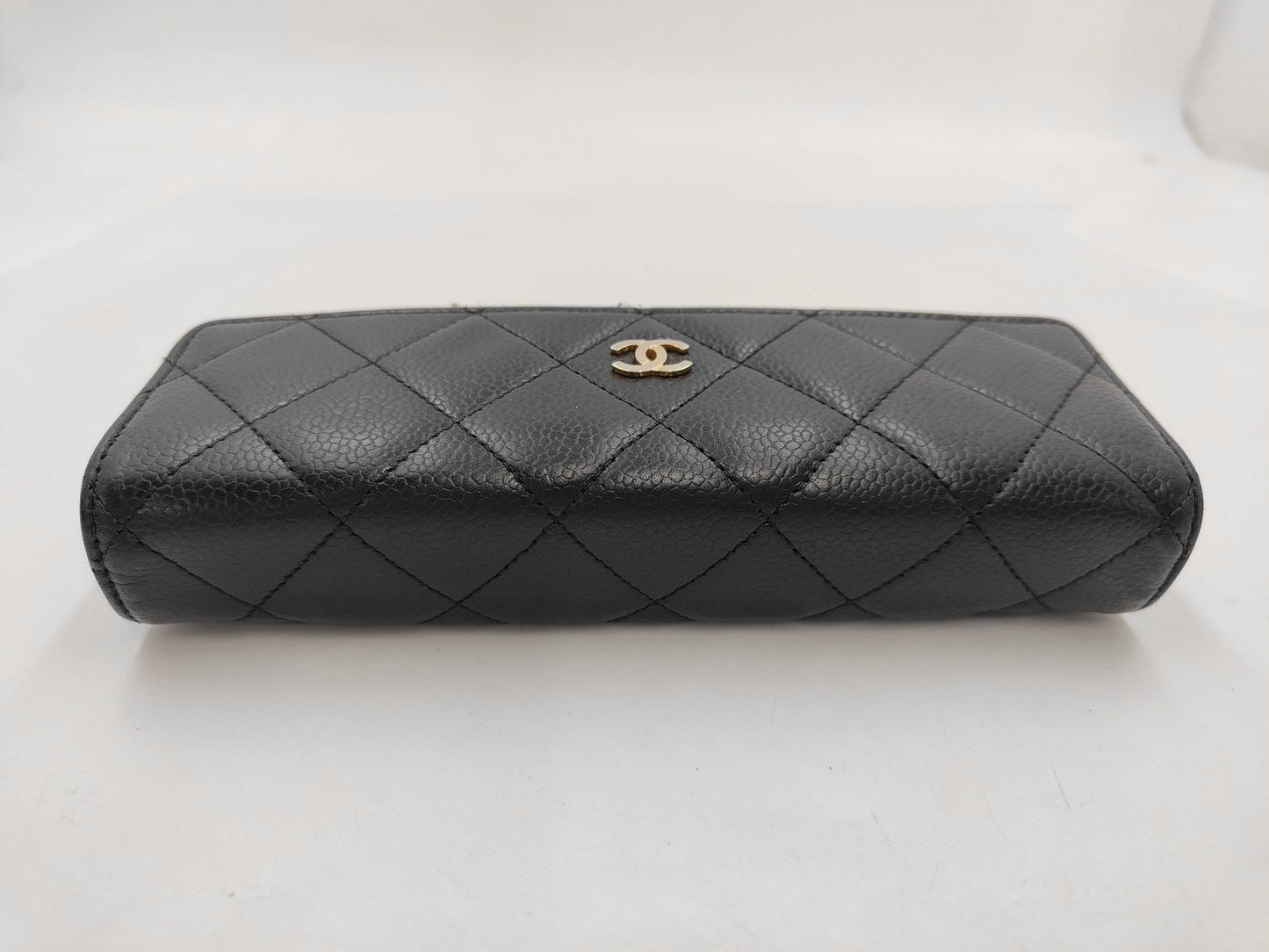 CHANEL Matelasse Caviar Leather Tri-Fold Long Wallet