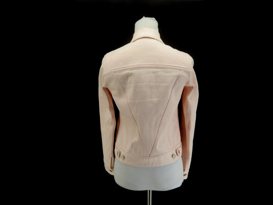LOUIS VUITTON Denim Jacket with Patch, Pink Sheepskin, Size Small