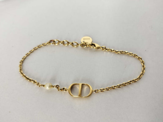 Dior Dior CD logo pearl bracelet gold bracelet bangle