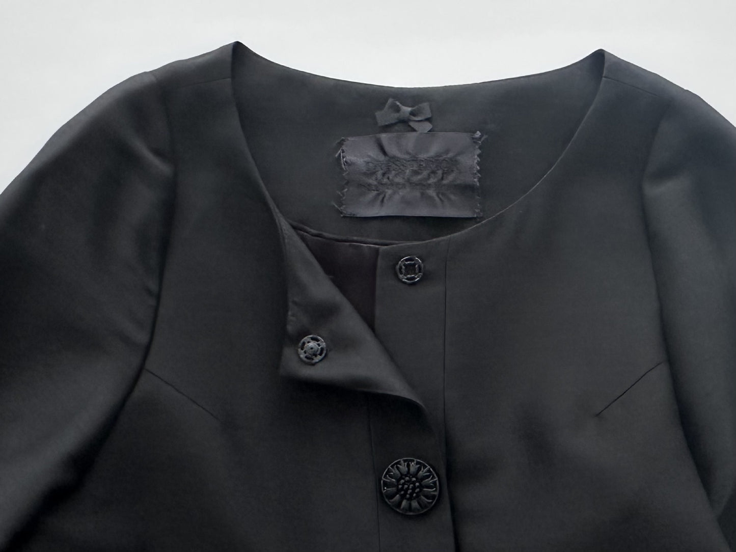 CHANEL Dressteria Black Jacket with Vintage Buttons, Size 36