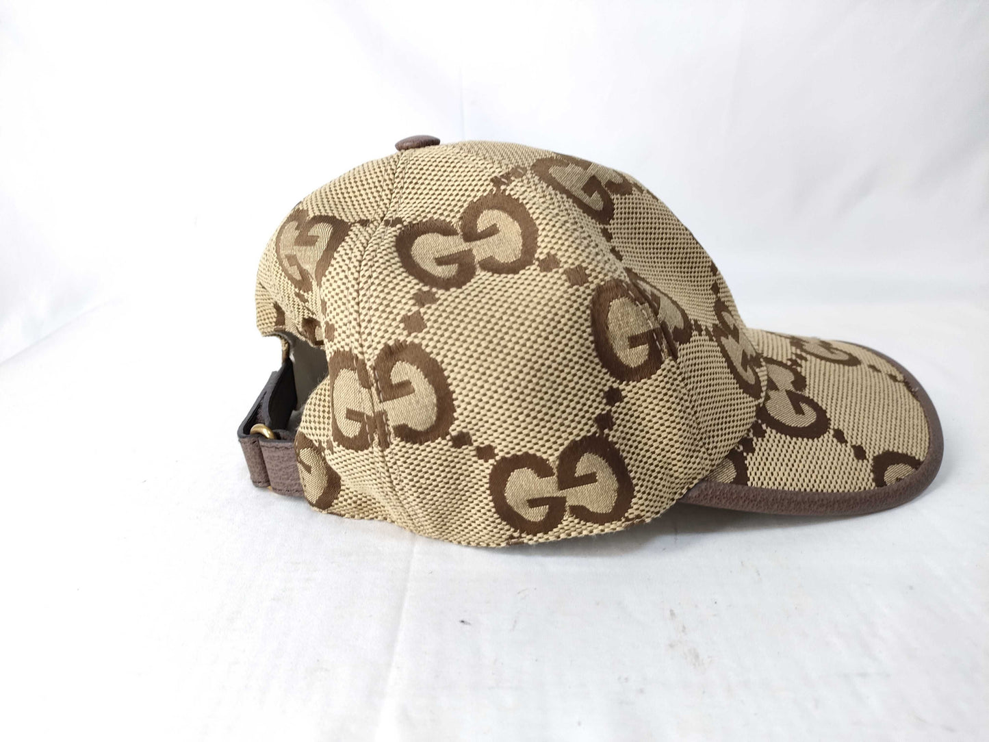 GUCCI 681264 Jumbo GG Canvas Cap, Size M, Cotton/Polyester, Beige/Brown, No Tags, Other Apparel