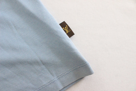 LOUIS VUITTON Men's Short Sleeve T-Shirt, Blue, XL, with LV Tag