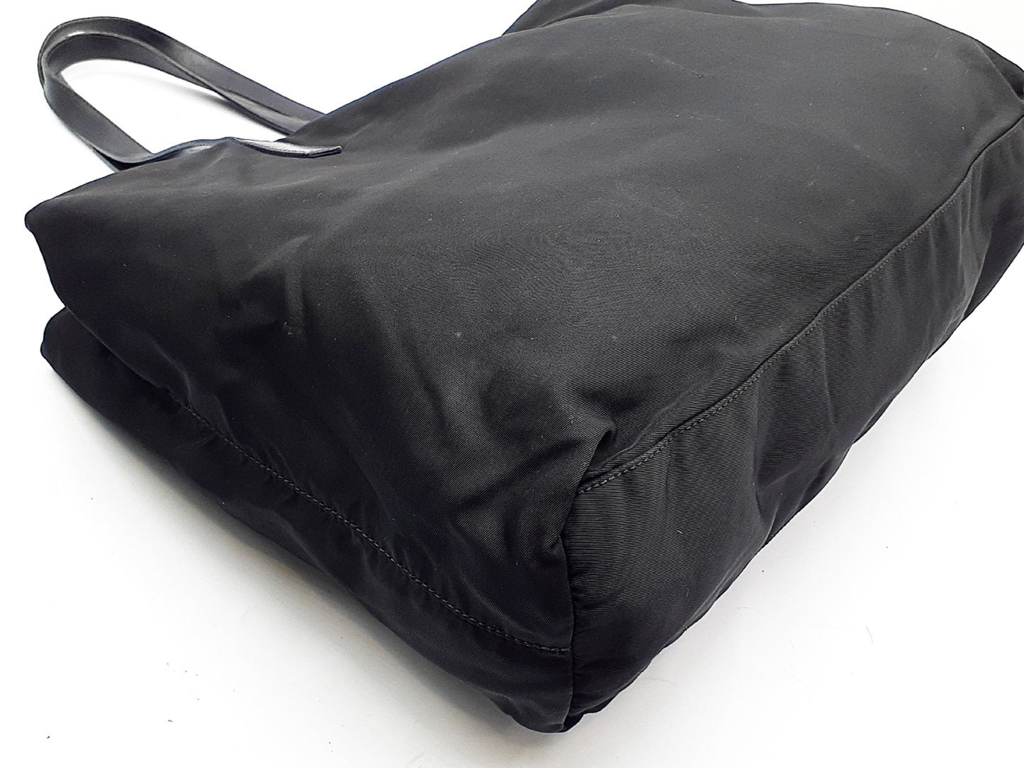 PRADA Nylon Tote Black Triangle Plate Tote Bag