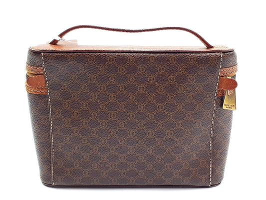 CELINE Macadam Pattern Gold Hardware Leather Vanity Bag