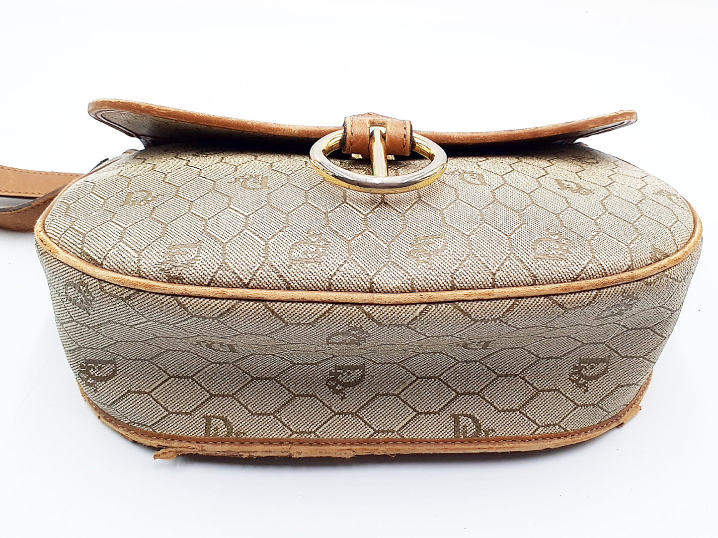 Dior Honeycomb Pattern Gold Hardware Leather Shoulder Bag