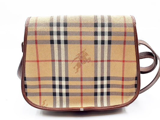 BURBERRY Nova Check Leather Shoulder Bag