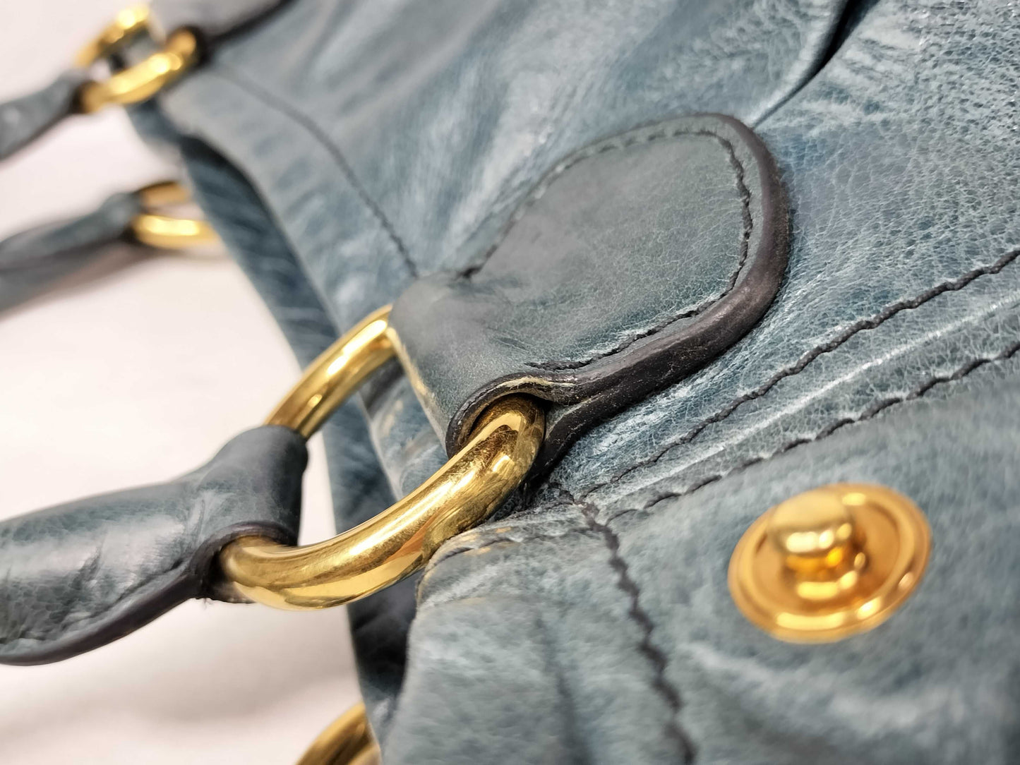 Miu Miu Miu Miu Leather Handbag Navy Tote Bag