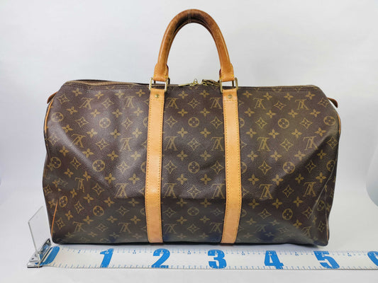 LOUIS VUITTON Monogram Keepall 50 M41426 FL1002 Name Tag Boston Bag