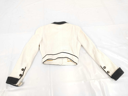 CHANEL P95 Coco Button Cropped Jacket Black White Size 36 Jacket
