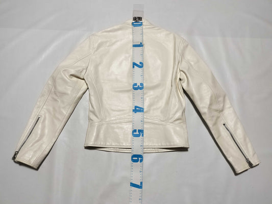 Maison Margiela MM6 20SS Leather Eight-Shaped Rider's Jacket, White, Size 36