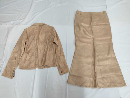CHANEL 05P Coco Button Linen x Silk Lame Jacket and Skirt Set Other Apparel