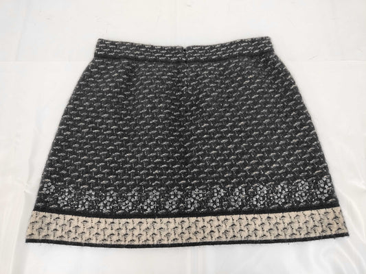 CHANEL Silk Mohair Coco Button Skirt P39241 Black Gray Size 44 Skirt
