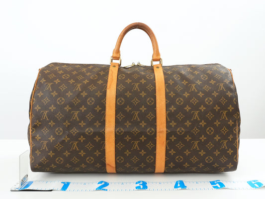 LOUIS VUITTON Monogram Keepall Bandouliere 55 Boston Bag