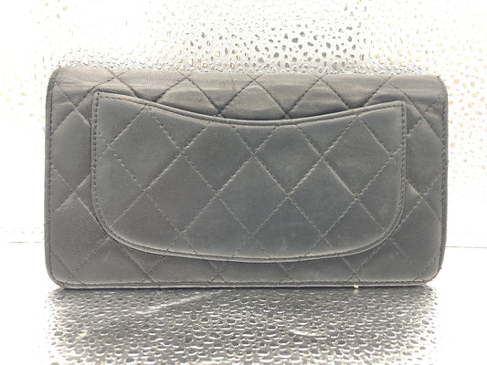 CHANEL Matelasse Bifold Long Wallet with Seal 12059396 Black Lambskin Wallet