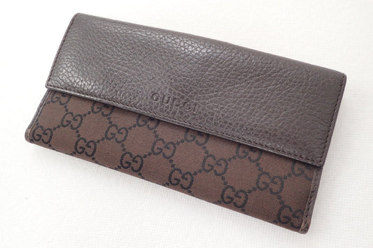 GUCCI GG Pattern 128223 Double Hook Bifold Long Wallet