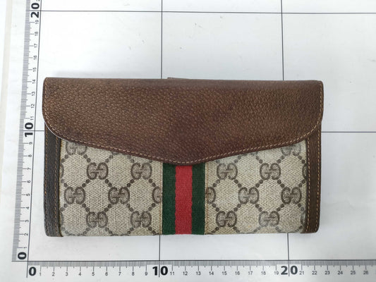 GUCCI GG Gucci Old GG Sherry Line PVC Long Wallet