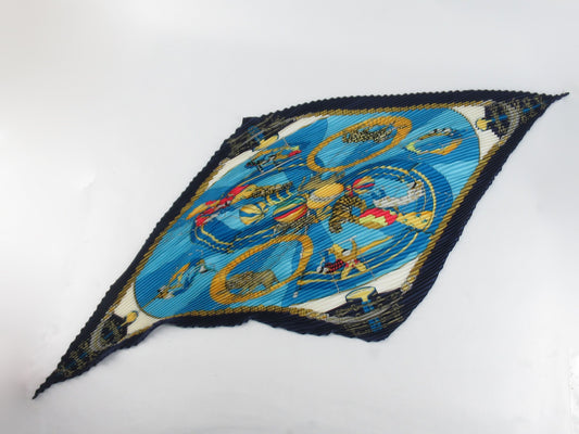 HERMES Carre Scarf Tiger Print Blue Other Accessories