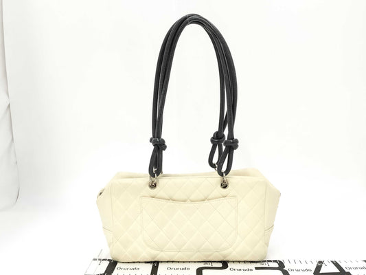 CHANEL A25171 9784285 Cambon Line Large Coco Mark Shoulder Bag Leather Python White Shoulder Bag