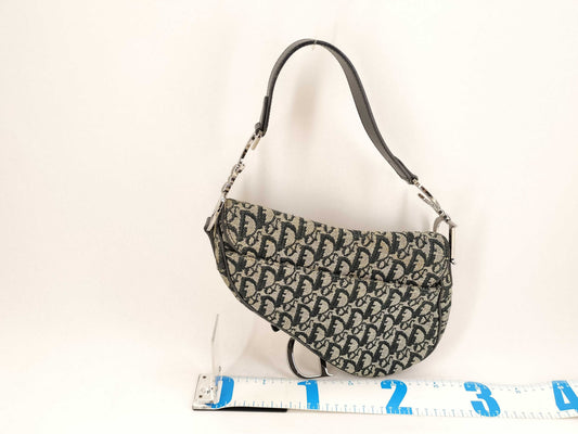 Christian Dior CD Trotter Saddle Bag, Handbag with Silver Hardware, Shoulder Bag