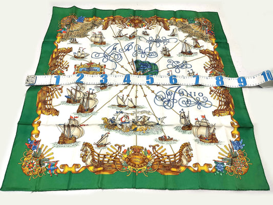 HERMES Carre HERMES Carre 90 Green Silk Scarf Other Accessories