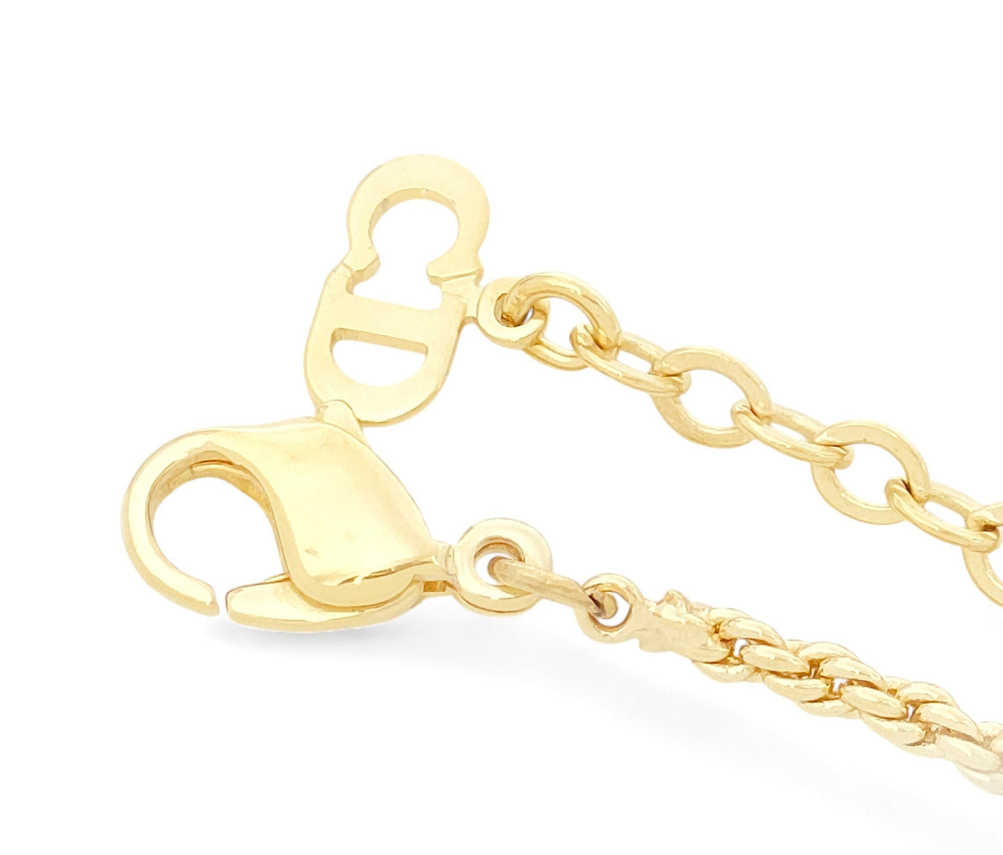 Dior Christian Dior Gold-Colored Logo Bag Design Pendant Necklace 14.3g Ring