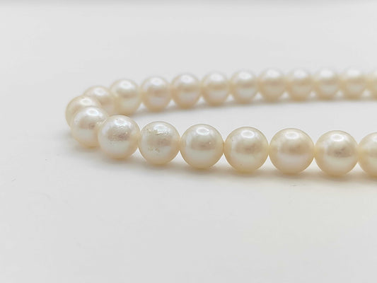 Pearl Necklace, Diameter: Approx. 7.5-7.9mm, Sterling Silver, 38.2g