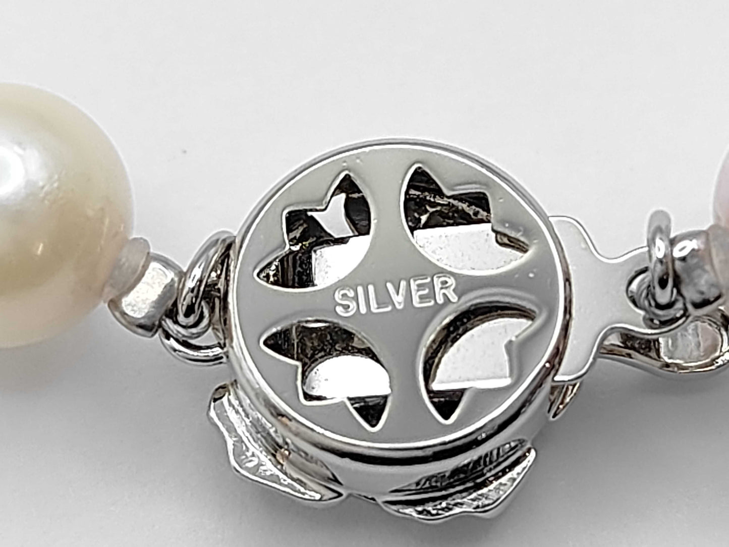 Pearl Necklace, Diameter: Approx. 7.5-7.9mm, Sterling Silver, 37.9g 