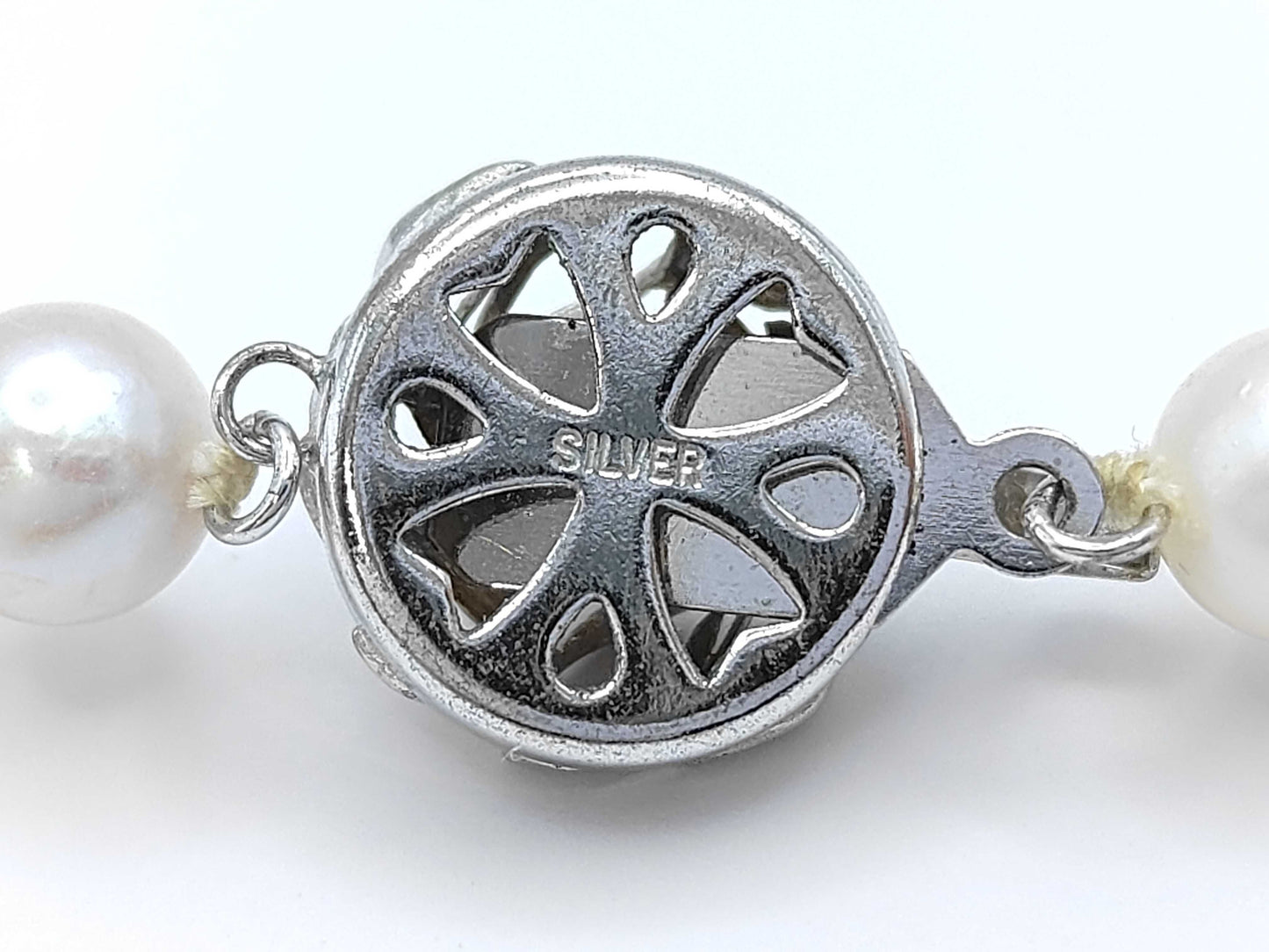 Semi-Round Pearl Necklace, Diameter: Approx. 7.0-7.4mm, Sterling Silver, 30.5g