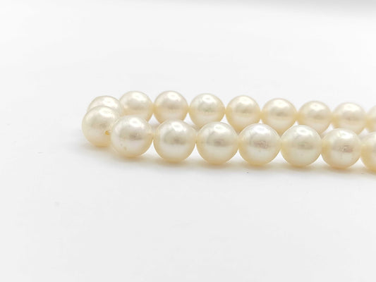 Semi-Round Pearl Necklace, Diameter: Approx. 7.0-7.4mm, Sterling Silver, 31.5g