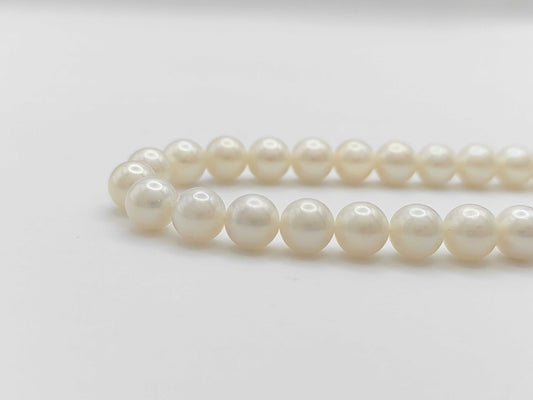 Pearl Necklace, Diameter: Approx. 6.4-6.8mm, Sterling Silver, 27.3g