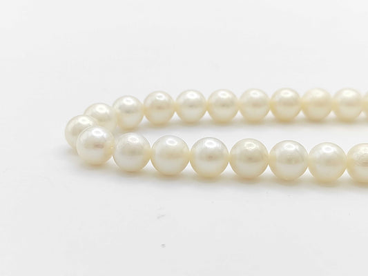 Pearl Necklace, Diameter: Approx. 6.4-6.9mm, Sterling Silver, 29.5g