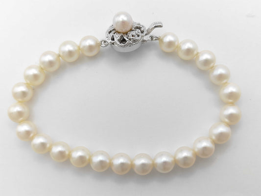 Pearl Diameter Approx. 6.4-6.8mm Sterling Silver 12.0g Bracelet/Bangle