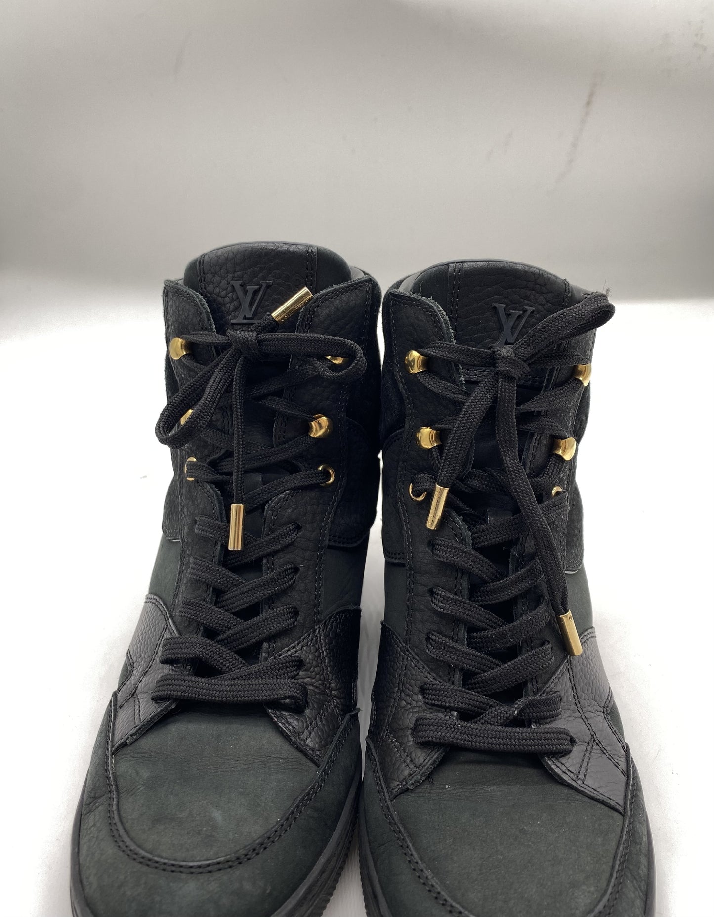LOUIS VUITTON Clifftop Line Monogram Suede High-Top Sneakers, Size 36 1/2