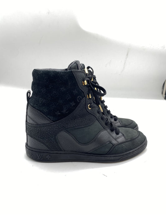 LOUIS VUITTON Clifftop Line Monogram Suede High-Top Sneakers, Size 36 1/2