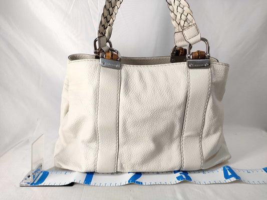 GUCCI GUCCI Bamboo Braided Leather Tote Bag
