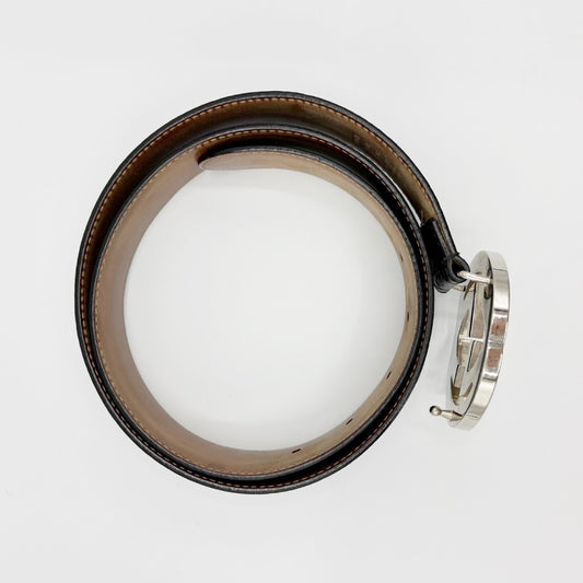 GUCCI Interlocking G Guccissima Leather Belt Black Belt