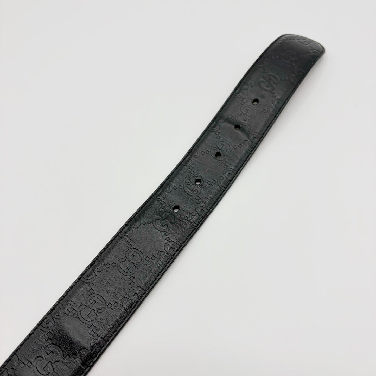 GUCCI Interlocking G Guccissima Leather Belt Black Belt