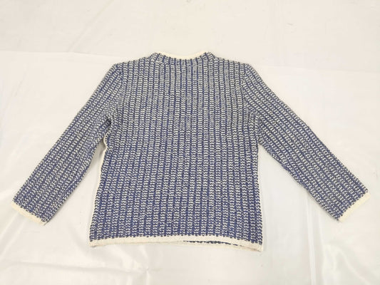 CHANEL CHANEL Cropped Knit P17186V00914 Size 38 Knit Cut and Sew Blue x White Top