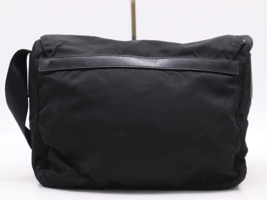 PRADA Nylon Triangle Logo Black Shoulder Bag