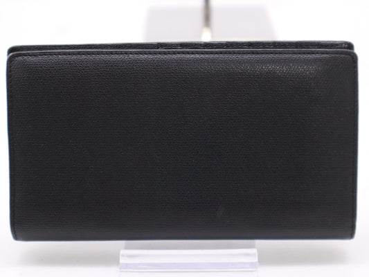 CHANEL Coco Button Bifold Leather Black Wallet