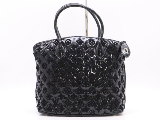 LOUIS VUITTON M40602 Fashionation Lockit Bouclette Noir Handbag with Cadena, Two Keys, Cloche, and Poignier